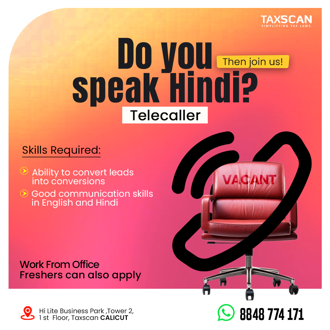 tax_scan's tweet image. we are hiring telecaller 
#telecaller #telecalling #Jobs #job2024 #taxscan
