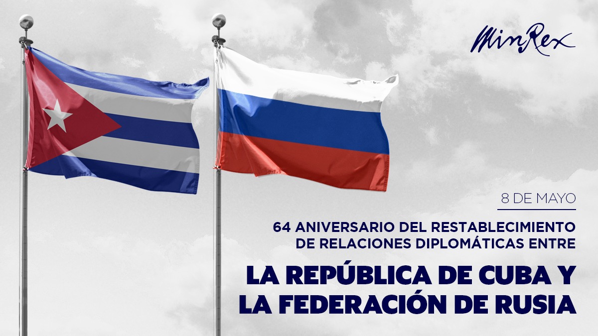 🇨🇺🤝🇷🇺| #Cuba y #Rusia celebran el aniversario 64 del restablecimiento de sus relaciones diplomáticas. Los vínculos políticos entre ambos Estados mantienen un alto nivel en todas las esferas de interés mutuo. Ambos países apuestan por un camino soberano de desarrollo.