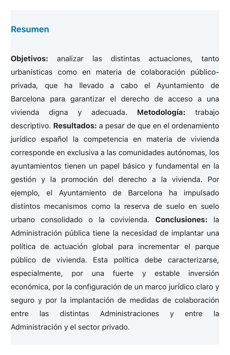 Revista de Estudios de la Admón Local y Autonómica (@revreala) on Twitter photo 📥 Hoy te recomendamos leer
“La importancia de las actuaciones municipales en la garantía del derecho a la vivienda. Entre el urbanismo y la colaboración público-privada”
👤 De Berta Bastús Ruiz <a href="/bbastus/">Berta Bastús Ruiz</a>
Enlace al texto completo 👇🏼
doi.org/10.24965/reala…
Resumen 📸 📥 Hoy te recomendamos leer
“La importancia de las actuaciones municipales en la garantía del derecho a la vivienda. Entre el urbanismo y la colaboración público-privada”
👤 De Berta Bastús Ruiz <a href="/bbastus/">Berta Bastús Ruiz</a>
Enlace al texto completo 👇🏼
doi.org/10.24965/reala…
Resumen 📸