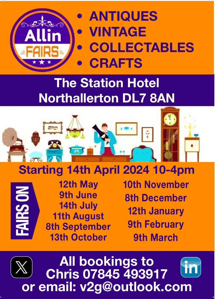 Do you like Antiques or Crafts with a coffee Tea or a Pint of Beer or Glass of Wine? We have it covered this Sunday at the Station Hotel Northallerton