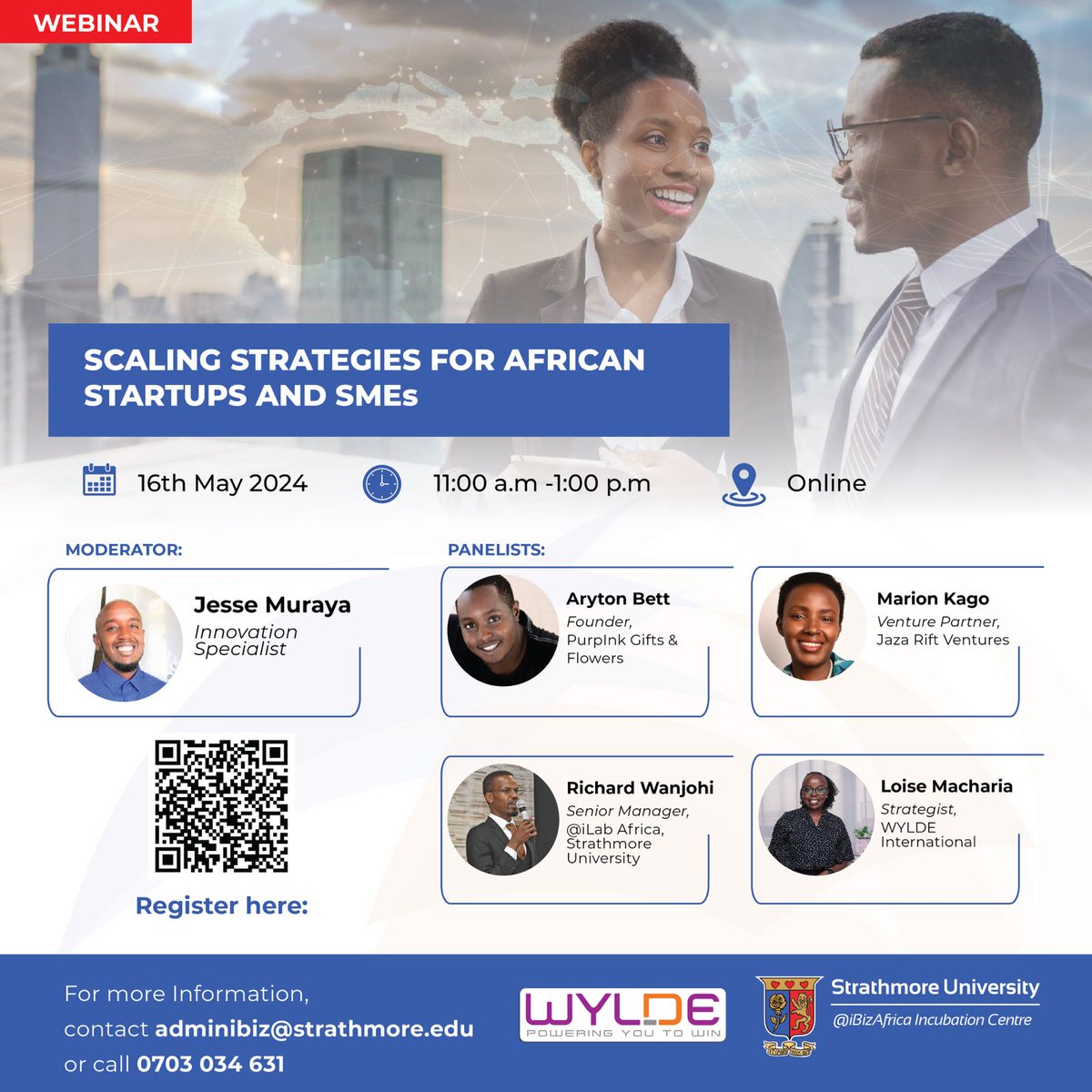 Are you a startup or SME searching for creative ways to grow your business? WYLDE International, in collaboration with @iBizAfrica Strathmore University, is thrilled to invite you to an insightful webinar on Scaling. 🔗 Registration Link: bit.ly/ScalingStrateg…