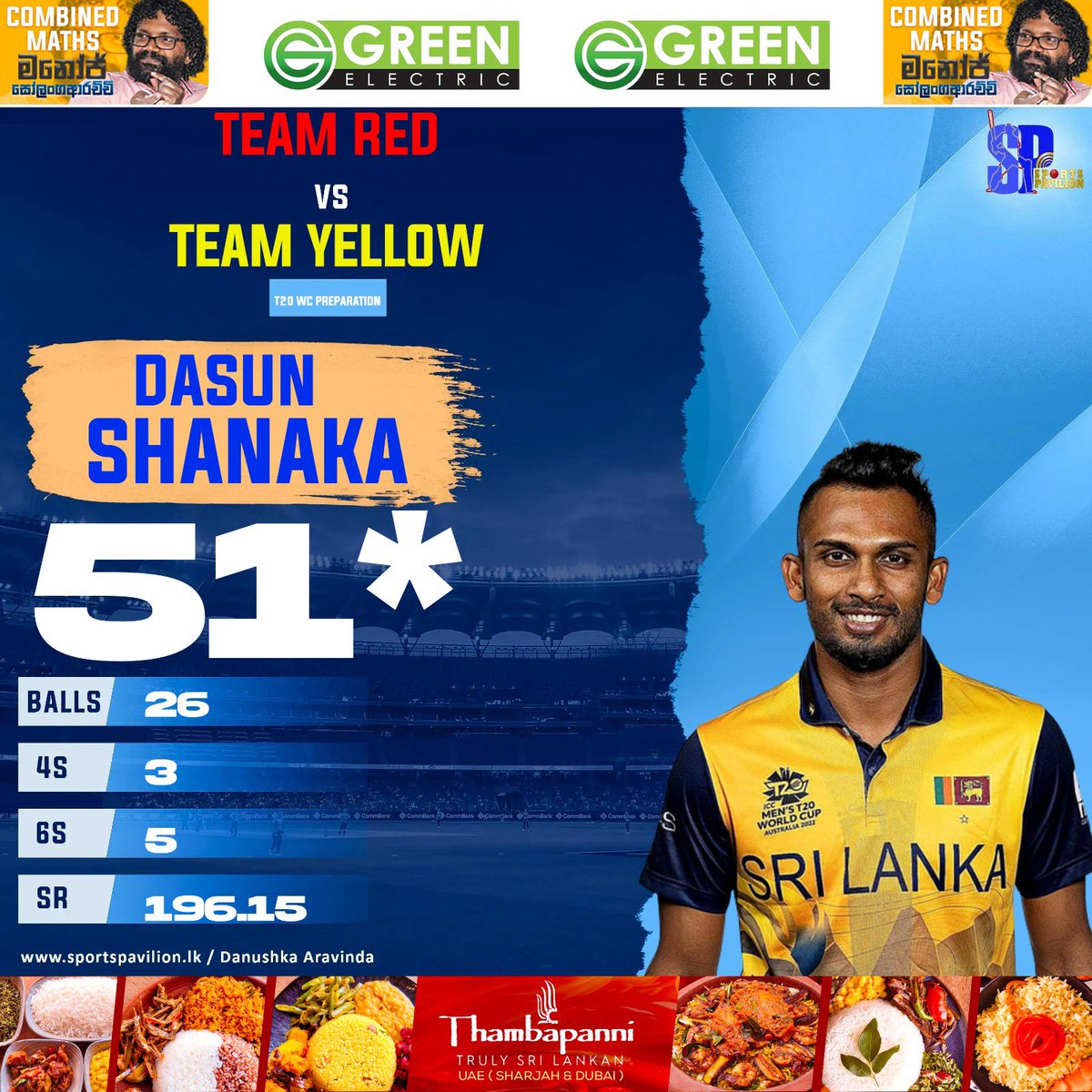 Team Red 🏏, @dasunshanaka1 scored the top fifty with five sixes. #sportspavilionlk #T20WorldCup #DasunShanaka #SriLanka #cricket #DanushkaAravinda