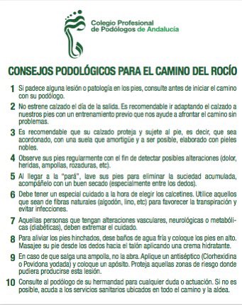 ROCIERO, cuida tus pies🦶

✅Sigue estos CONSEJOS, prepara tus pies y evita lesiones para el camino del Rocío

✅Este Decálogo lo elaboré con  Álvaro Carmona @EsAlvaroCarmona para <a href="/CPodologosAndal/">Podólogos de Andalucía</a> 

✅sanjosesportclinic.com/consejos-sobre…

San José Sport Clinic, 30 años caminando 🦶
