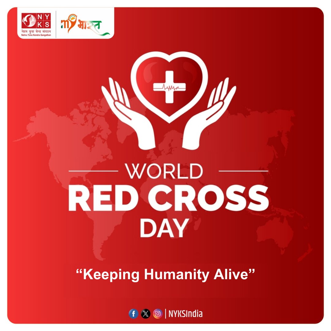 Join hands, and spread hope. 🤝 Today, and every day, we honour the humanitarian spirit of the Red Cross. Happy World Red Cross Day! ❤️ #WorldRedCrossDay #HumanityInAction #RedCrossDay #NYKS @IndianRedCross