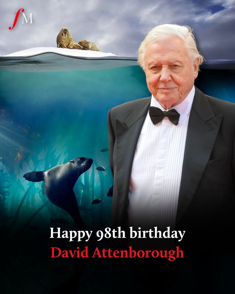 Happy birthday to the great broadcaster and naturalist David Attenborough, who celebrates his 98th birthday today. We’re celebrating with music from his ‘Blue Planet’ this morning on Classic FM Breakfast with @realaled. 🐬 🦭