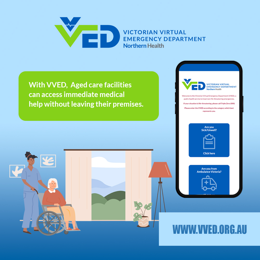 👴👵 With VVED, aged care facilities can access immediate medical help without leaving their premises. VVED has established a dedicated pathway, allowing these facilities to directly connect with our medical nurses and doctors. 
#VVED #VirtualED #VictoriaWideService #AgedCare