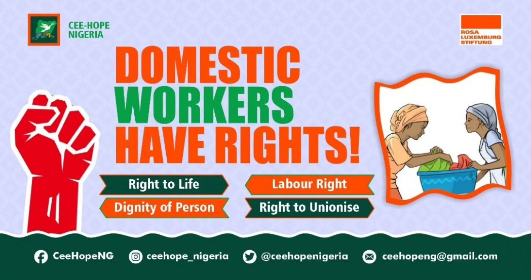 IN SUPPORT OF #DOMESTICWORKERS' RIGHTS According to the @ilo, out of 75.6 million domestic workers worldwide, 76.2 per cent are women. An estimated 152 million children are in child labour globally. This needs urgent attention. Here is our new campaign. (1/1/) @rosaluxglobal