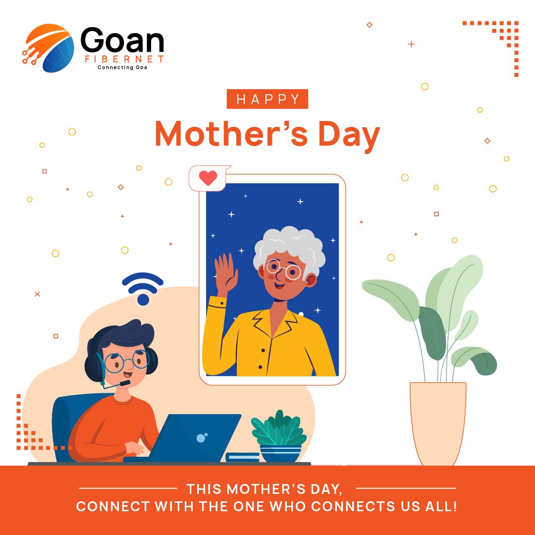 Wishing all moms a day filled with love, laughter, and seamless connectivity. Happy Mother's Day from Goan Fibernet! 🎉

#fibernet #goa #internet #goanfibernet #mother #mothersday #data #vocalforlocal #internetserviceprovider #isp #broadband #ftth