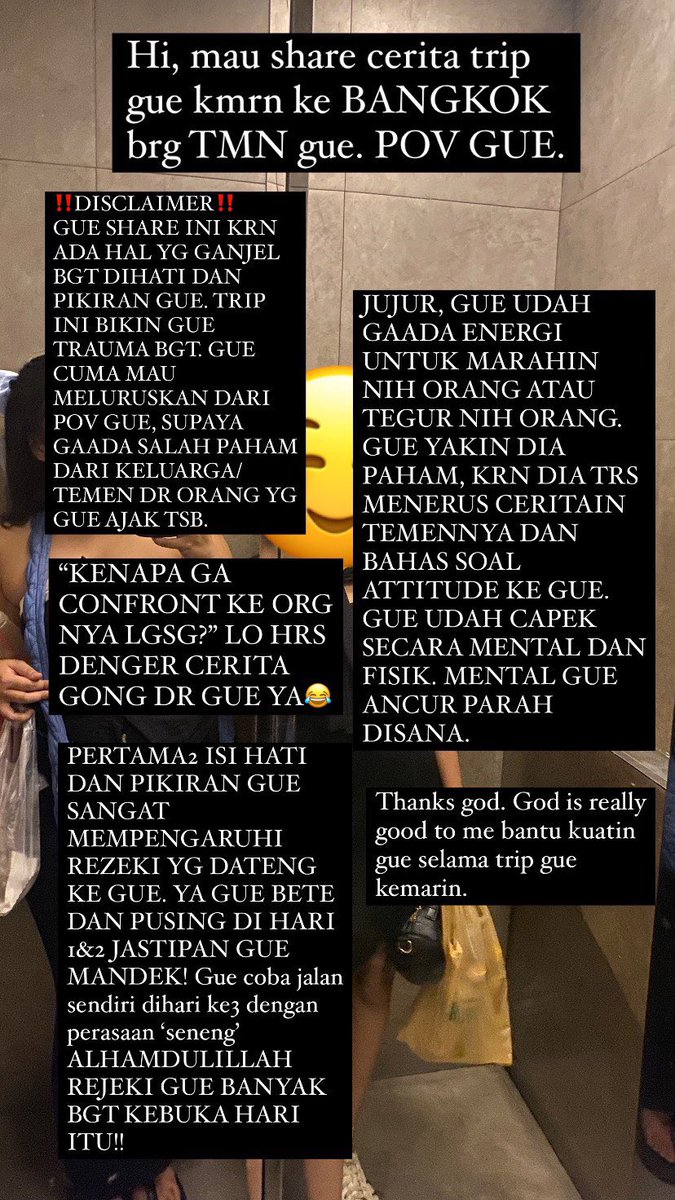 eeenjeeelii's tweet photo. CAPEK BGT GUE. 7HARI DI BKK KERJA JASTIPAN SENDIRIAN BAWA ANAK ORANG JG GA GUNA DIKIT2 ANXIETY TP 3 HARI GA BALIK KE HOTEL DIAJAK MABOK ORG GA DIKENAL LO GA ANXIETY YA🙃
GUE RUGI MATERI DAN MENTAL JG. BANTUIN DONG GUYS GMN CARANYA DIA GANTI DUIT GUE 4JT++ 😭😭 https://t.co/7KYw1EgJEl