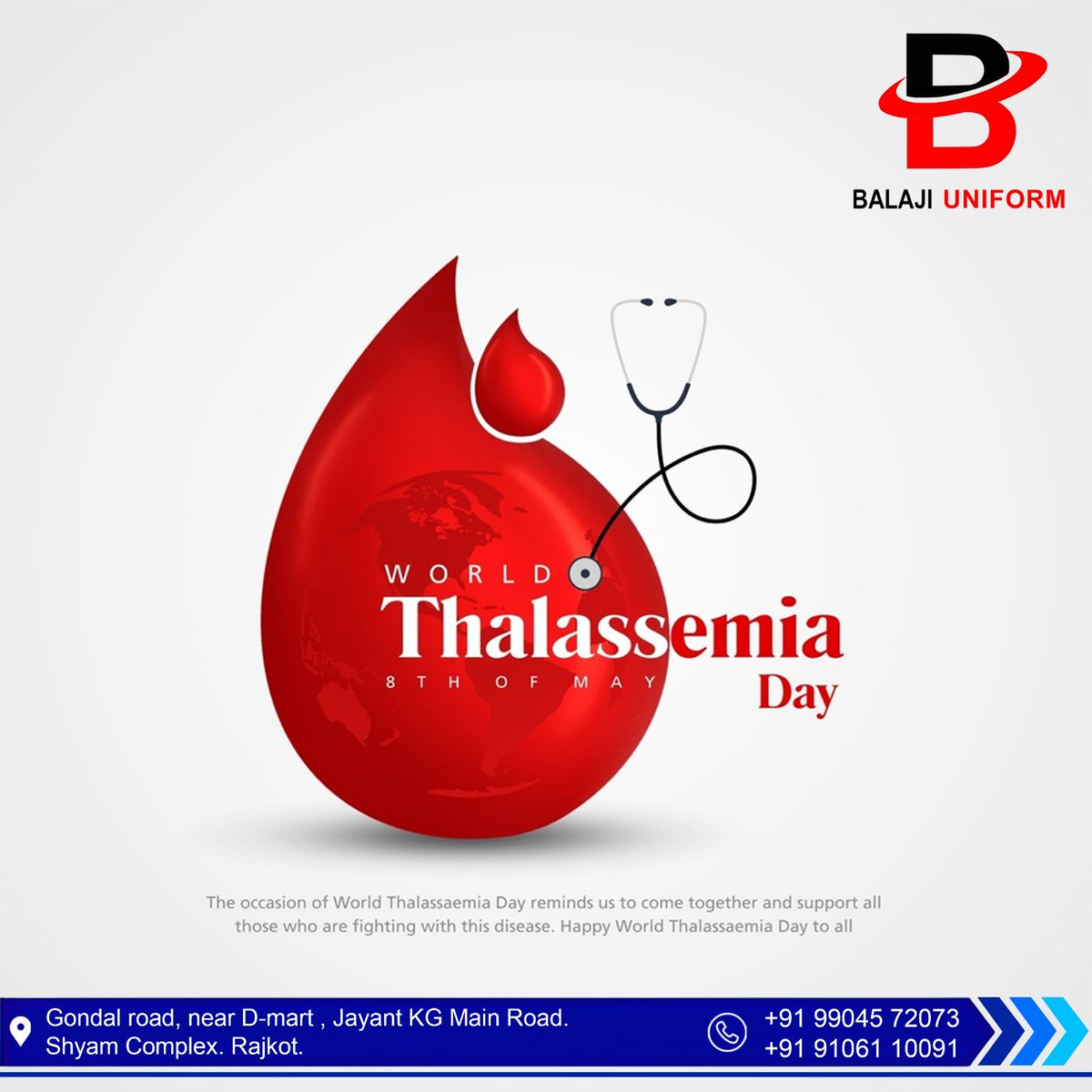 Our blood can save many lives. Donating blood is a good habit as it brings smiles to many faces. Happy World Thalassemia Day.
.
.
.
#thalassemiaawareness #thalassemia #thalassemiafreeindia #balajiuniform #schooluniforms #uniformswag #customizeuniform #bestuniform #hospitaluniform