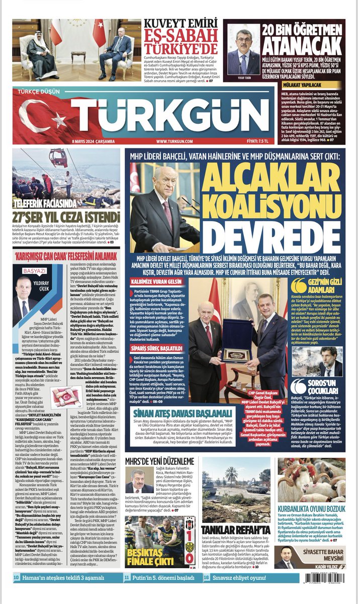 Gazetemizin 08 Mayıs 2024 Çarşamba baskısını inceleyebilirsiniz... #Türkgün #turkgungazetesi