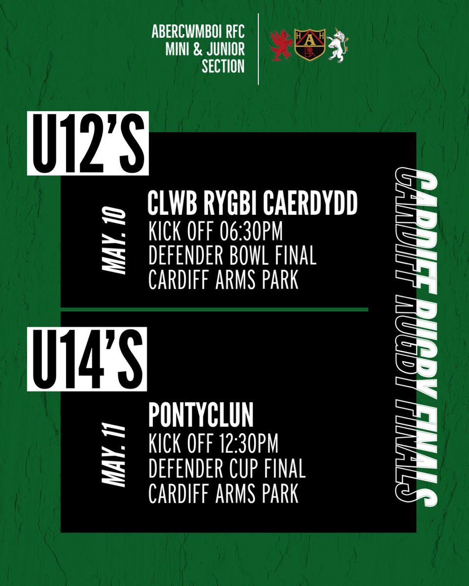 youngvillagerfc's tweet image. Exciting week for 2 of our junior teams to look forward to as they play in the @CardiffRugbyCup finals.

12’s play @clwbrygbicaerdydd Friday night in the bowl final.

Saturday our 14’s take on @PontyclunB in the cup final.

Best of luck to both teams and enjoy the experience 💚🖤