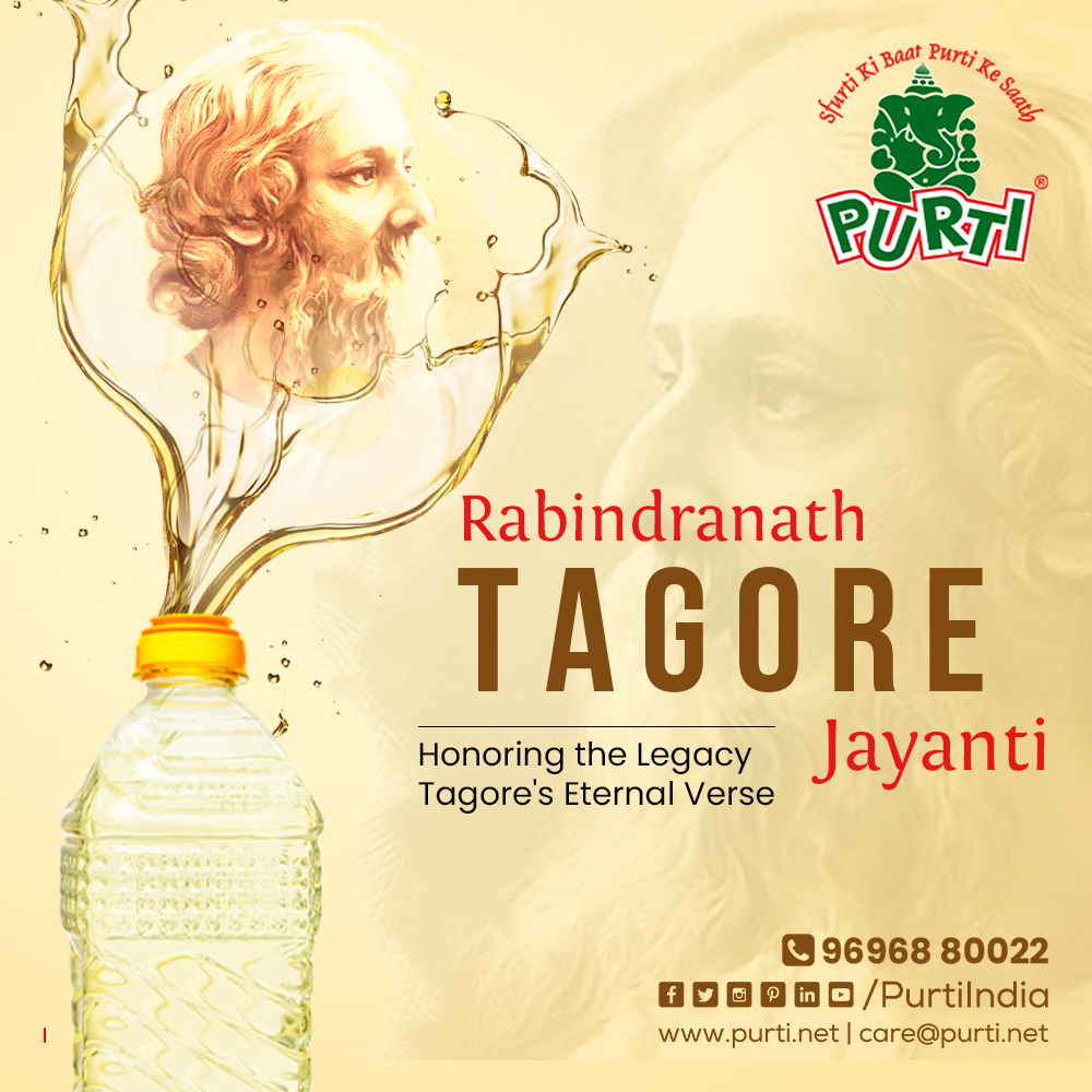 This 𝐑𝐚𝐛𝐢𝐧𝐝𝐫𝐚 𝐉𝐚𝐲𝐚𝐧𝐭𝐢, 𝐏𝐮𝐫𝐭𝐢 𝐈𝐧𝐝𝐢𝐚 embraces the tranquil beauty of Tagore's eternal verse and enduring legacy!! #Purti #EdibleOil #CookingOil #CookingOilChoices #RabindraJayanti #RabindraSangeet #Rabindranath #Rabindrasangeetlover #RabindranathTagore