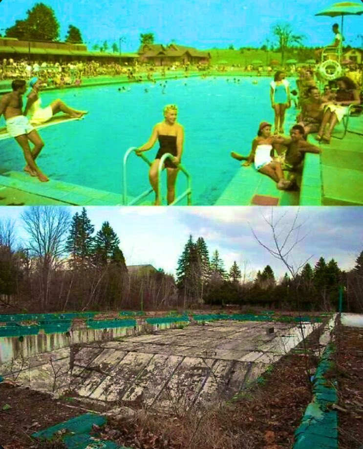 Then and now 

Grossinger’s Catskill resort in the 1960s, and today.