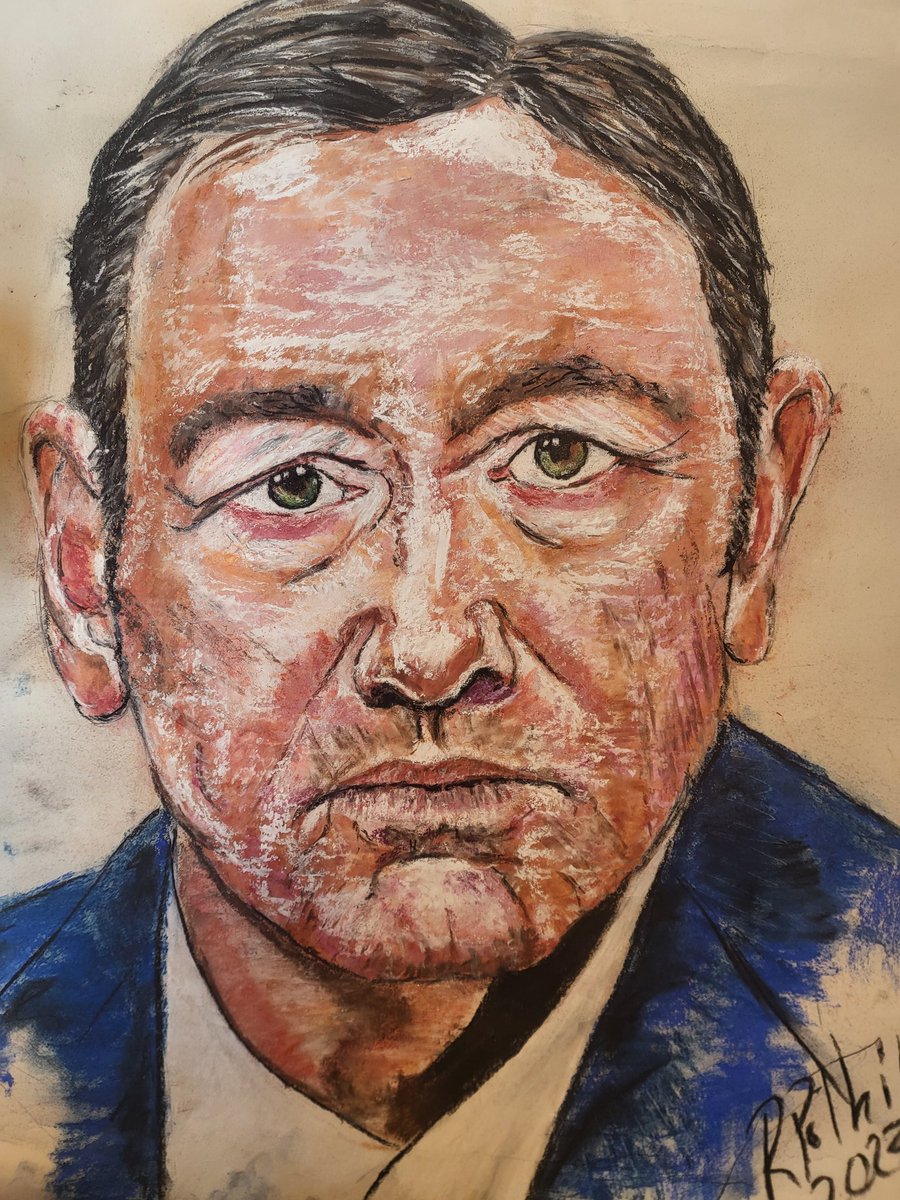 Kevin Spacey portrait by Raymond Polhill chalk pastel 
#KevinSpacey #Channel4News #nationalgallery #nationalportraitgallery #tate #tatemodern