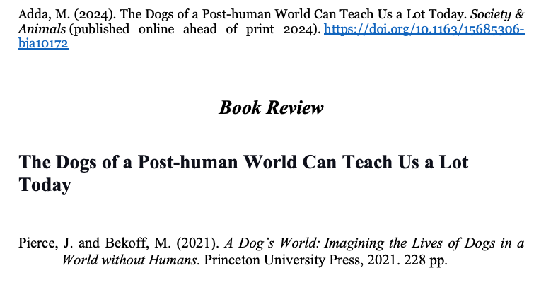 Jessica Pierce and Marc Bekoff's Book "A Dog's World" is an outstanding work, it opens important perspectives on dogs. Read the review. Free download here (second from the top): marcoadda.com/publications

#books #dogs #AnimalsLover