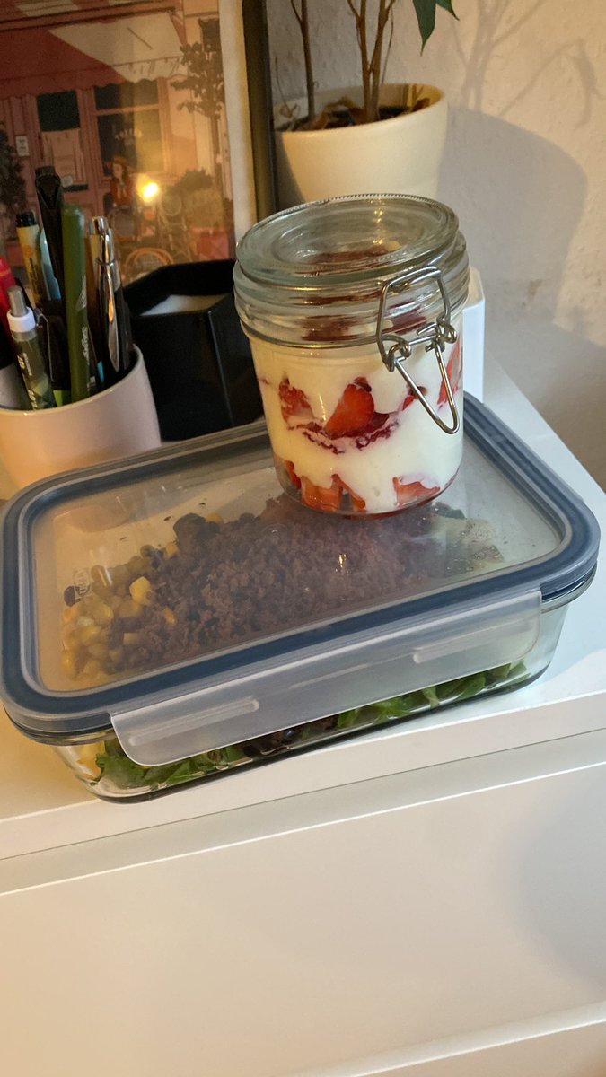 mealprep for uni day today (350kcal & 40g protein total)
