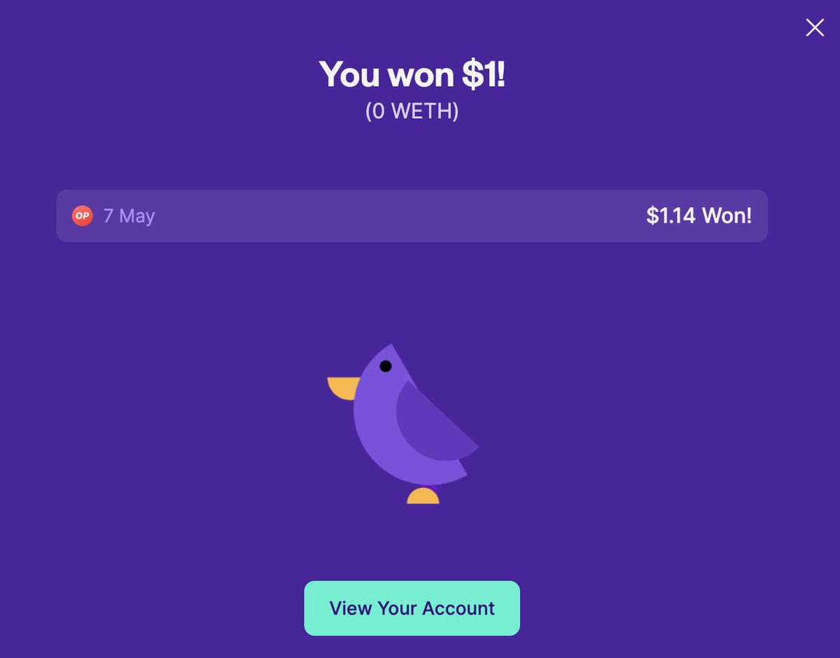 That thrill when you won the lottery 🥳. It's not huge, but let's keep compounding to support genuine DeFi, one dollar at a time 😅. Thank you @PoolTogether_