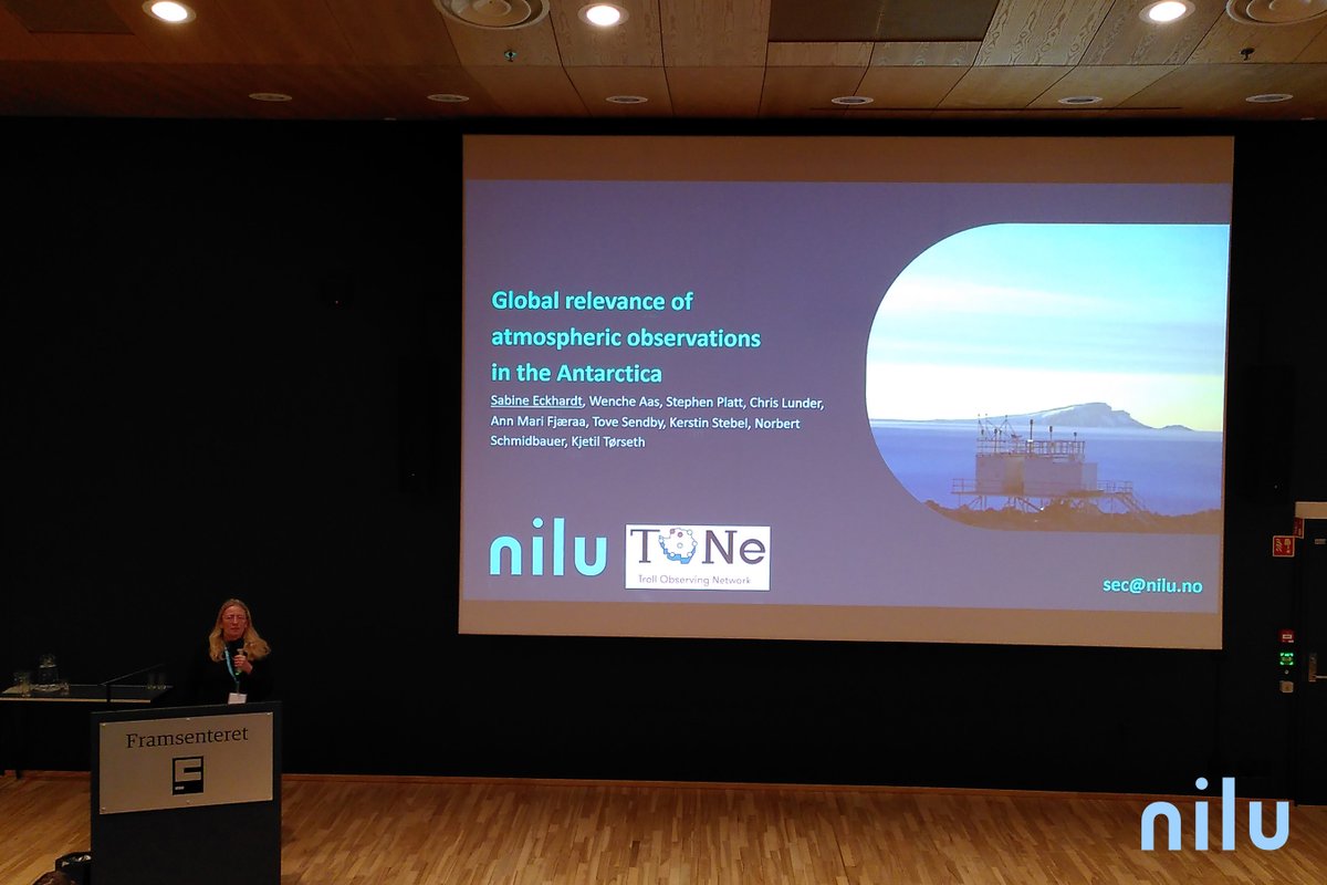 Yesterday, senior scientist @EckhardtSabine presented the @NILU_now observations of #greenhousegases and aerosols at the #Trollhaugen Observatory in #Antarctica at the 5th #antarktisseminaret in Tromsø, @Framcentre 🇦🇶