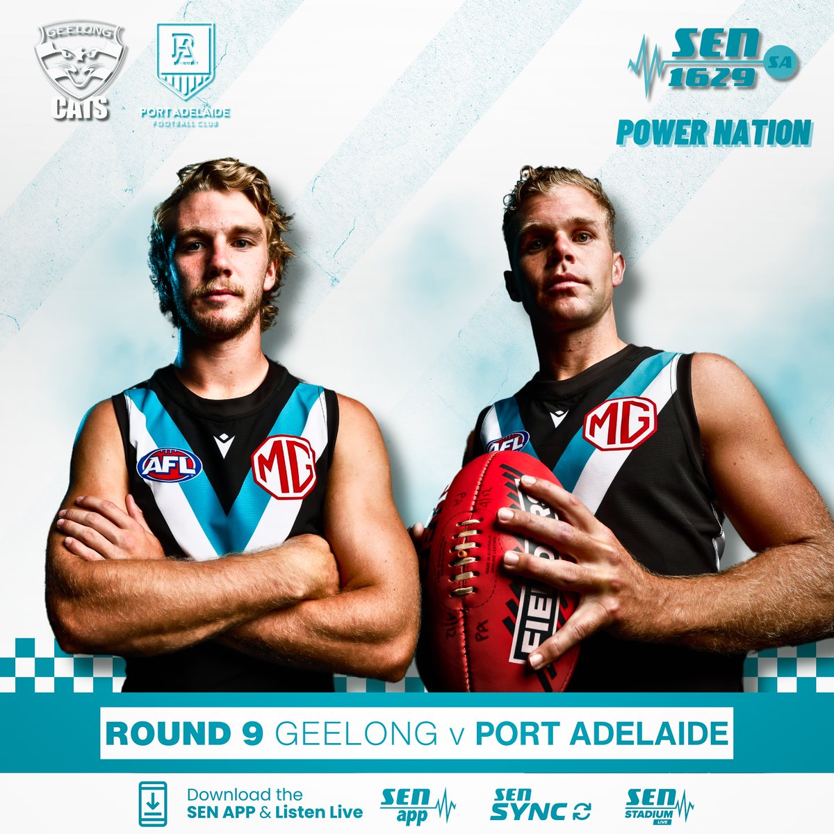 Power Nation! Catch tonight’s game against the Cats 𝐋𝐈𝐕𝐄 on @1629senSA ➕ the 𝗦𝗘𝗡 𝗔𝗽𝗽 📲

👉 Join the call team from 6:30 pm ⏰

📲 sen.lu/SENApp
📻 sen.com.au

#AFLCatsPower #PowerNation ⚡️