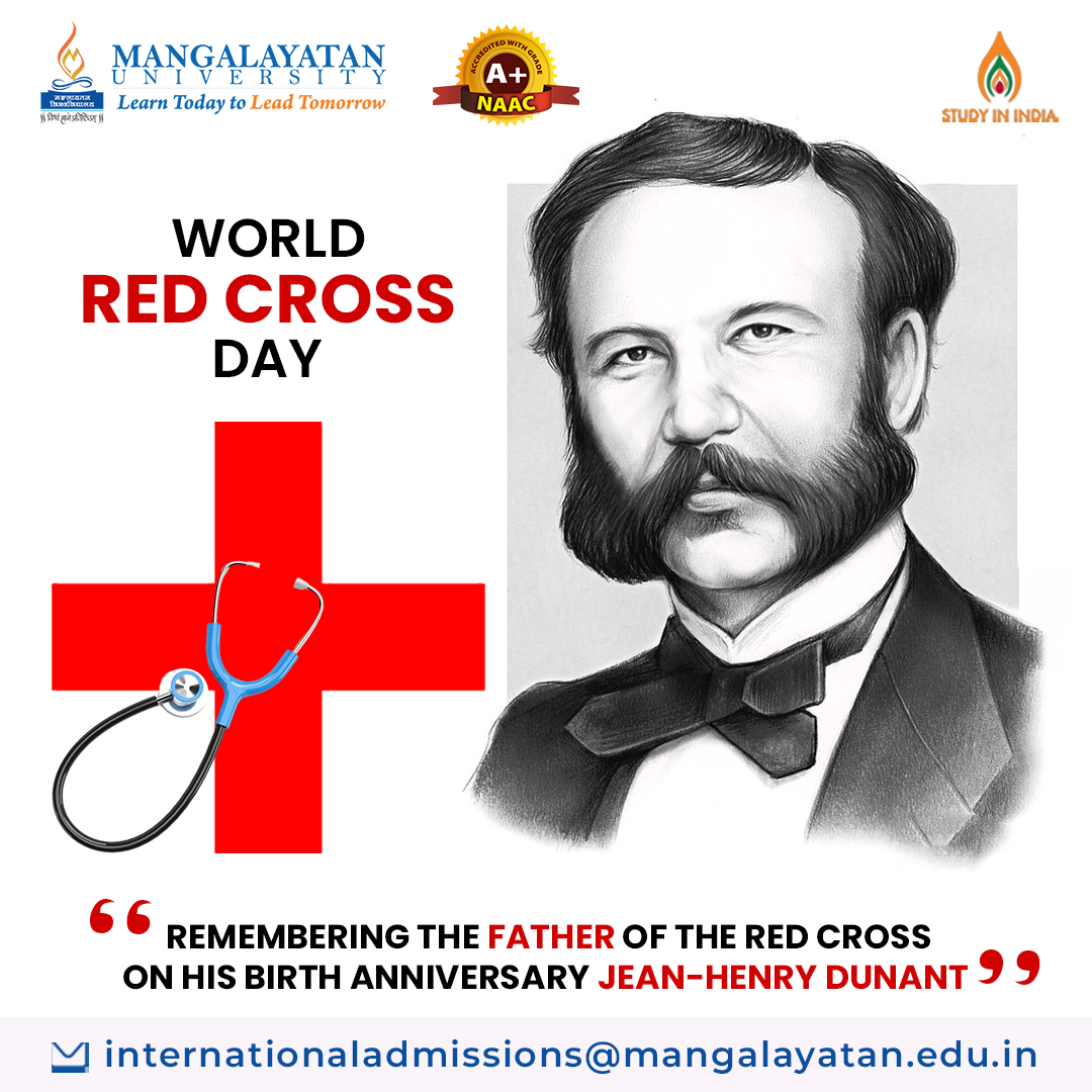 Let's work together to improve everyone's #health and #happiness on this World #RedCrossDay. Happy International Red Cross Day! 
.
.
#redcross #Worldredcrossday #redcrossday2024 #humanity #SaveLife #HelpingHands #human #healthcare #mangalayatanuniversity #Career #education