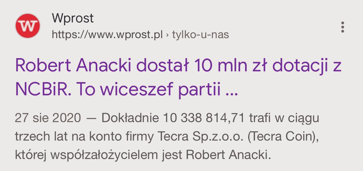 Pomijając już fakt, że Wprost napisał nagłówek na pozew (który zmienił - ale w Google zostało bo nie zmienili meta danych i znacznika TITLE generowanego na podstawie tytułu artykułu - tak działają po prostu systemy CMS) - że ja dostałem 10 mln zł - to proszę zwrócić uwagę na datę