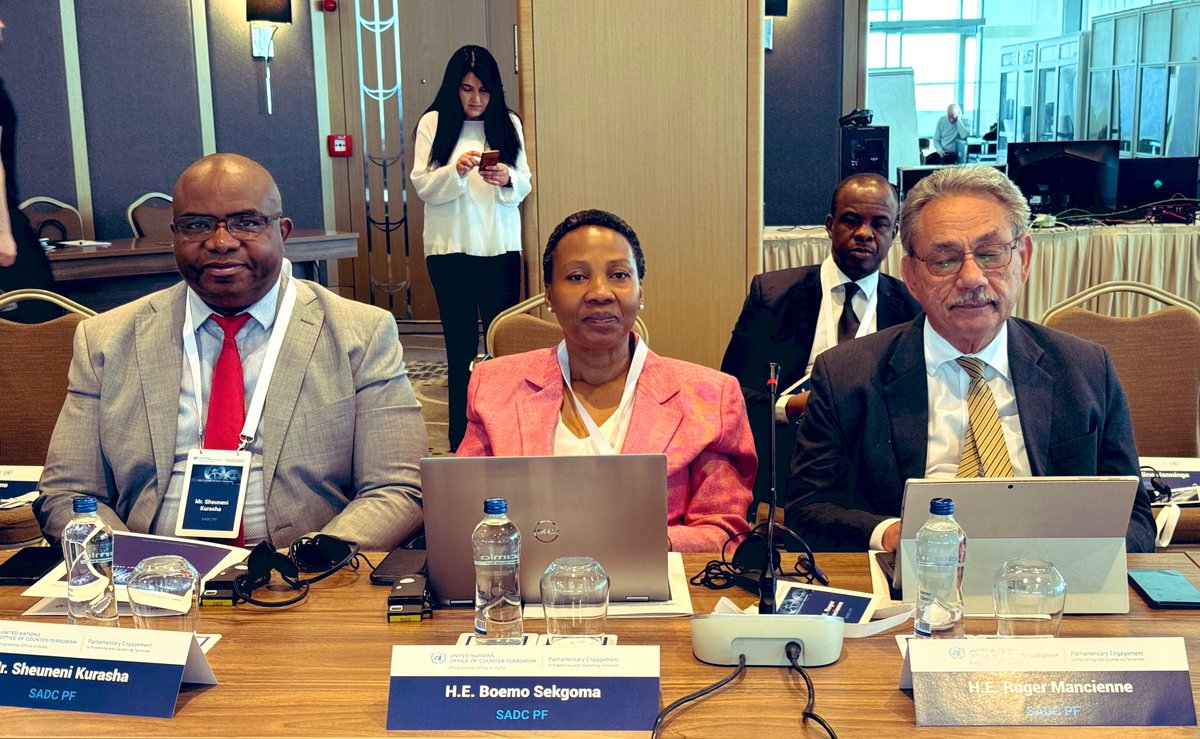 The @sadcpf President Hon Roger Mancienne & Secretary General @BoemoSekgoma join other representatives of 18 Regional Parliamentary Assemblies at the 5th COUNTER-TERRORISM COORDINATION MEETING OF PARLIAMENTARY ASSEMBLIES in Istanbul, Türkiye, hosted by @oscepa, @UN_OCT.