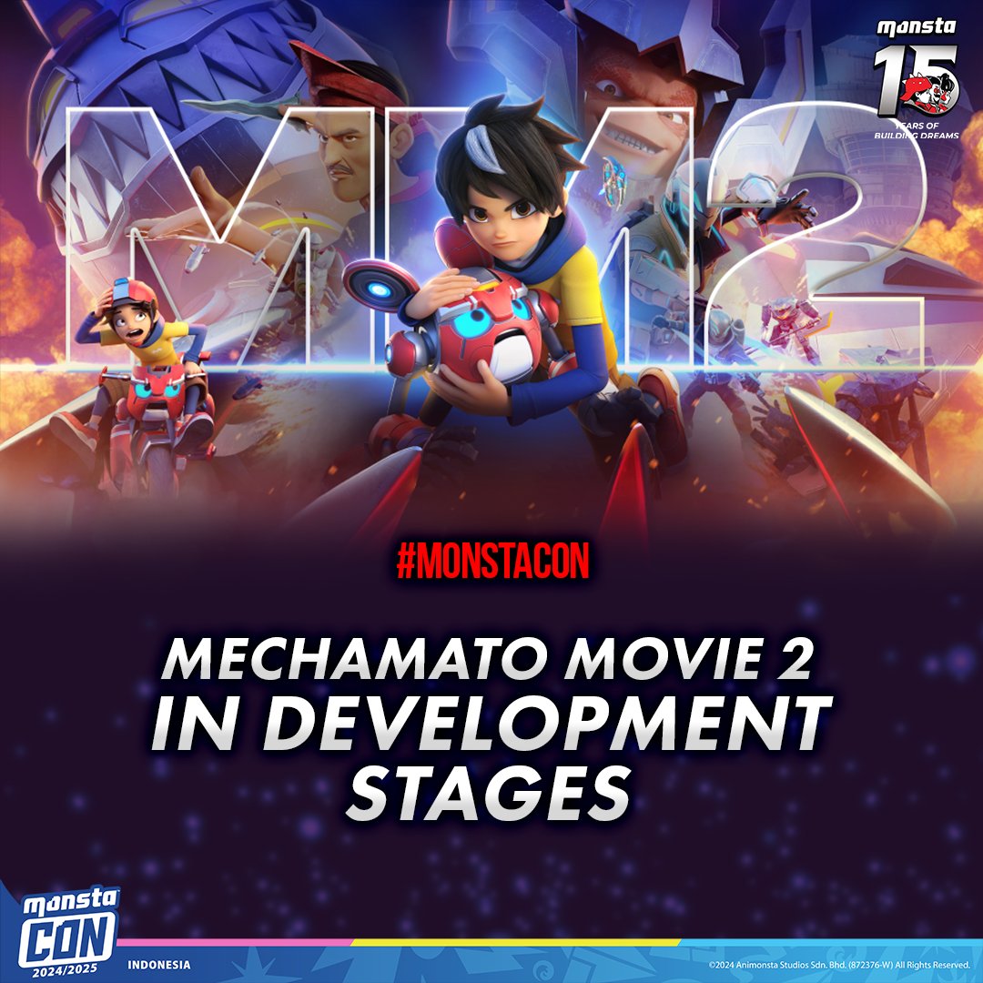 #MONSTACON | Development Underway: Following the success of its first film, 'Mechamato Movie 2' is now in development, promising even more thrilling adventures for Amato and MechaBot.

#MONSTA #BoBoiBoy #Mechamato #PapaPipi #AniMY