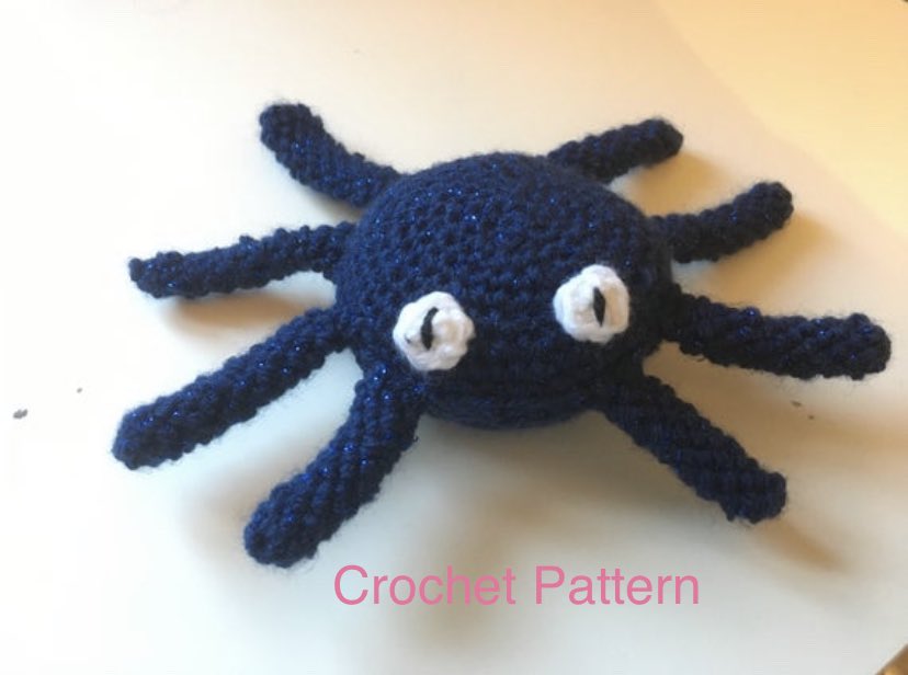 it seems to be spider season with lots of the creatures creeping about 😅 I’m not a fan of the real ones but I do have a friendly spider #crochetpattern available in my #Etsy shop🕷 - etsy.com/uk/shop/OkThen… #earlybiz #crochet #elevenseshour