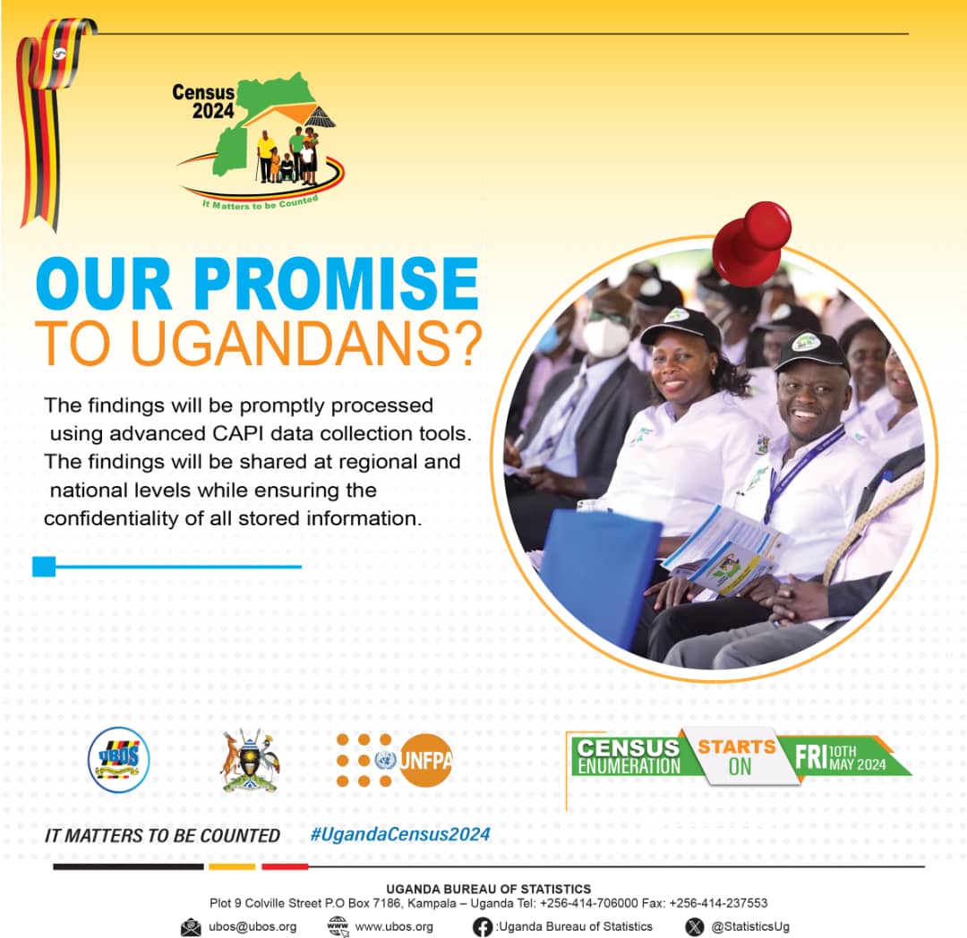 The #UgandaCensus2024 findings will be promptly processed using CAPI data collection tools. All personal information gathered will be handled with the highest level of privacy and confidentiality.