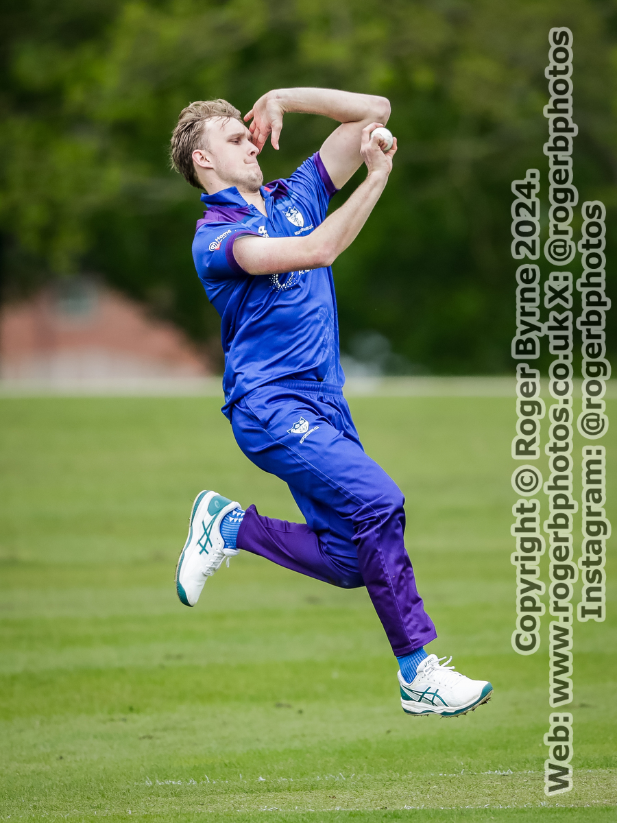 Alex Evans led Bedfordshire's bowling figures with 4-31 from 4 overs in the NCCA T20 match against Berkshire at Ampthill Town Cricket Club on May 6th, 2024. 

@BedfordshireCCC @NCCA_uk @AmpthillTownCC
