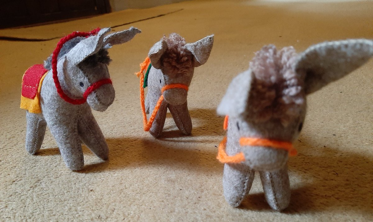 3 little felt donkeys looking for a good home on #WorldDonkeyDay all proceeds to @safehaven4donks You can see more about their work by watching the film Broken by @OrangePlanetPic its not an easy watch but huge credit to @PeterEgan6 for going to Egypt and sharing their plight