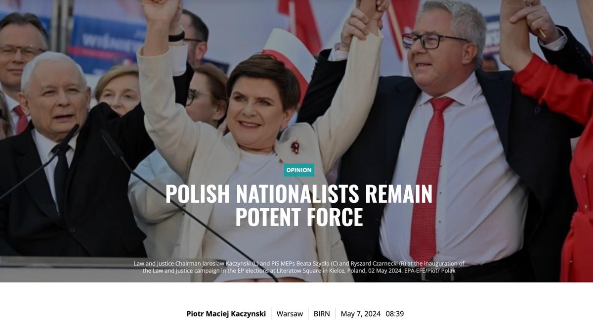 After 6 months since losing the government in Warsaw what is the state of Polish politics? The nationalists remain powerful via @BalkanInsight… balkaninsight.com/2024/05/07/pol…