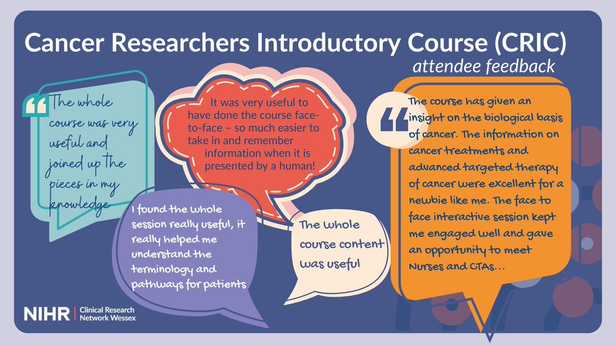 There are just a few places left on the next Cancer Researchers Introductory Course (CRIC) on Friday 17 May. If you are new to cancer research or considering working in a role in cancer research then this course is for you. More info and to book 👉 buff.ly/3y6zvCX
