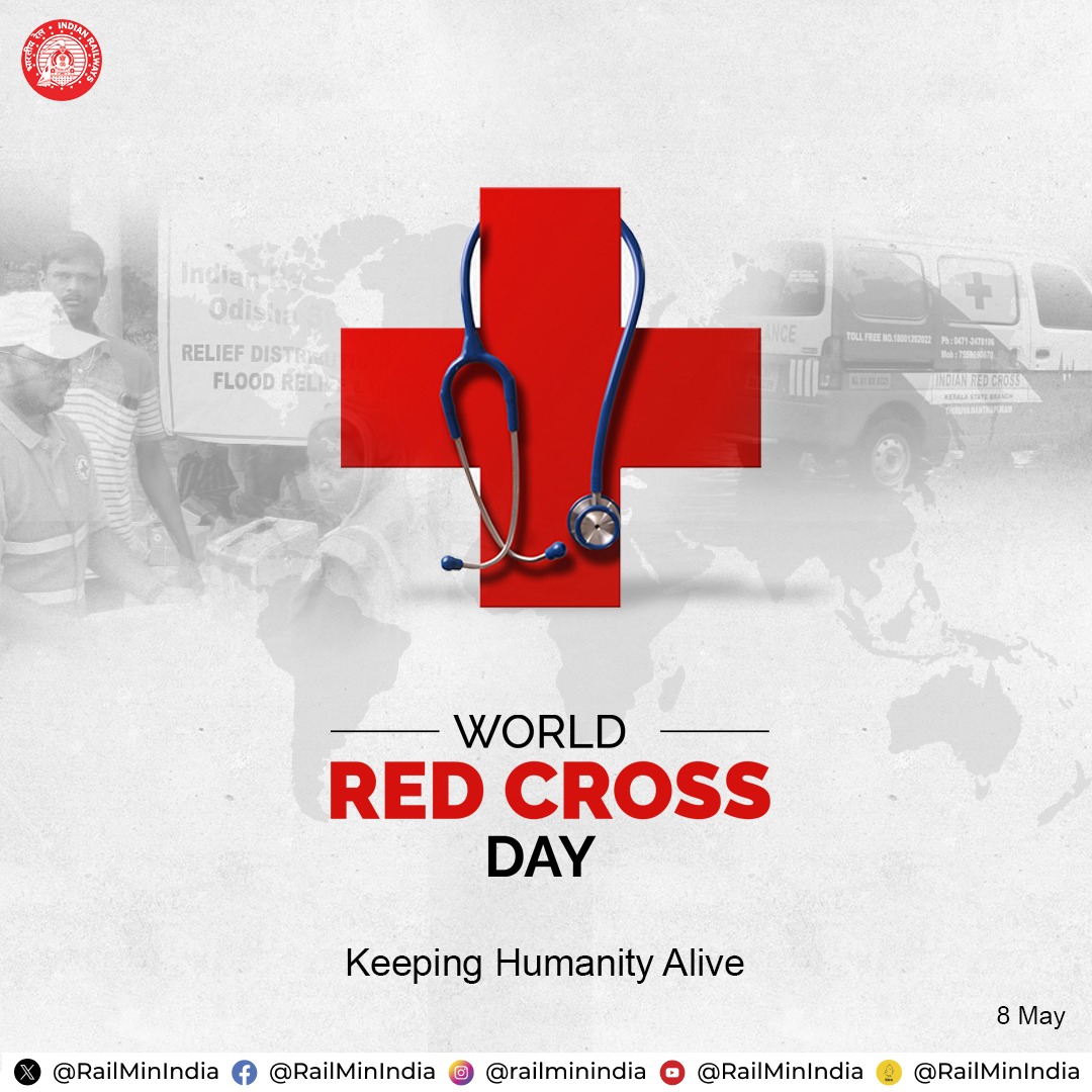 Observing #WorldRedCrossDay, Indian Railways celebrates the global humanitarian network of the Red Cross and Red Crescent Societies for providing assistance in times of crisis.