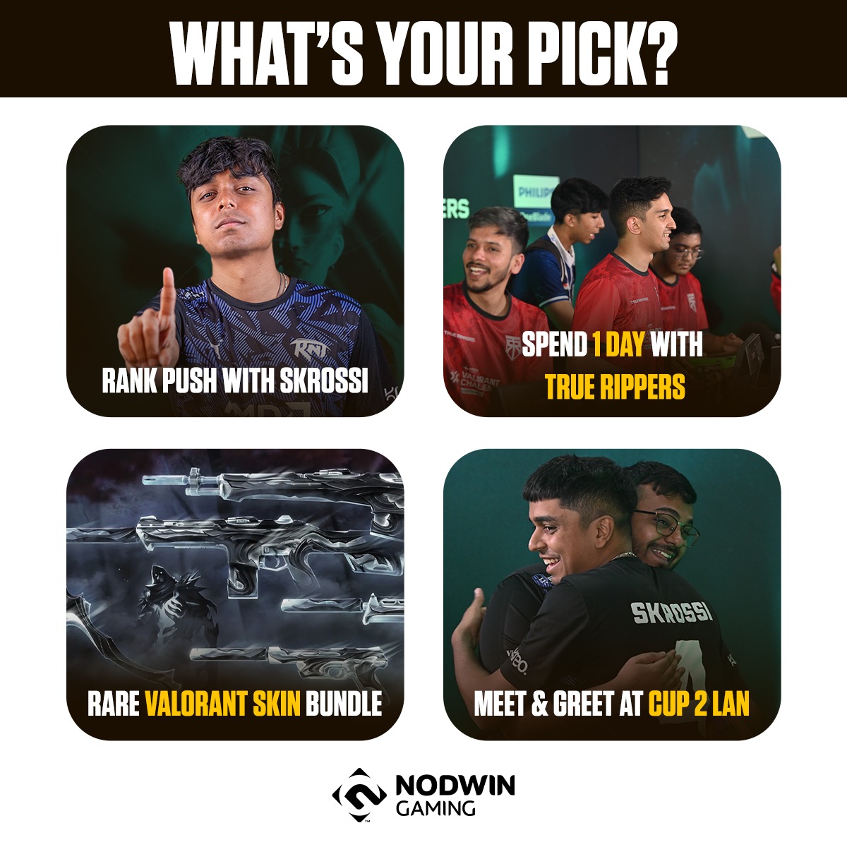 Four doors, four destinies. Which key will you choose to unlock your adventure?
Comment below!
.
.
#PickOne #Pickyourfav #commentbelow #NodwinGaming #Gaming #epsorts #indianesports #valorant #valorantgaming #india #valorantindia