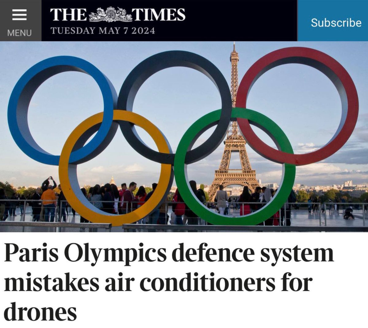 🔴 #JO2024 

📍« Le système de sécurité des Jeux Olympiques de Paris confond les climatiseurs avec des drones » : les Français ont dépensé 350 millions d'euros pour un complexe anti-drone, mais celui-ci « n'a absolument pas répondu aux attentes ».

« Le détecteur de drones de…