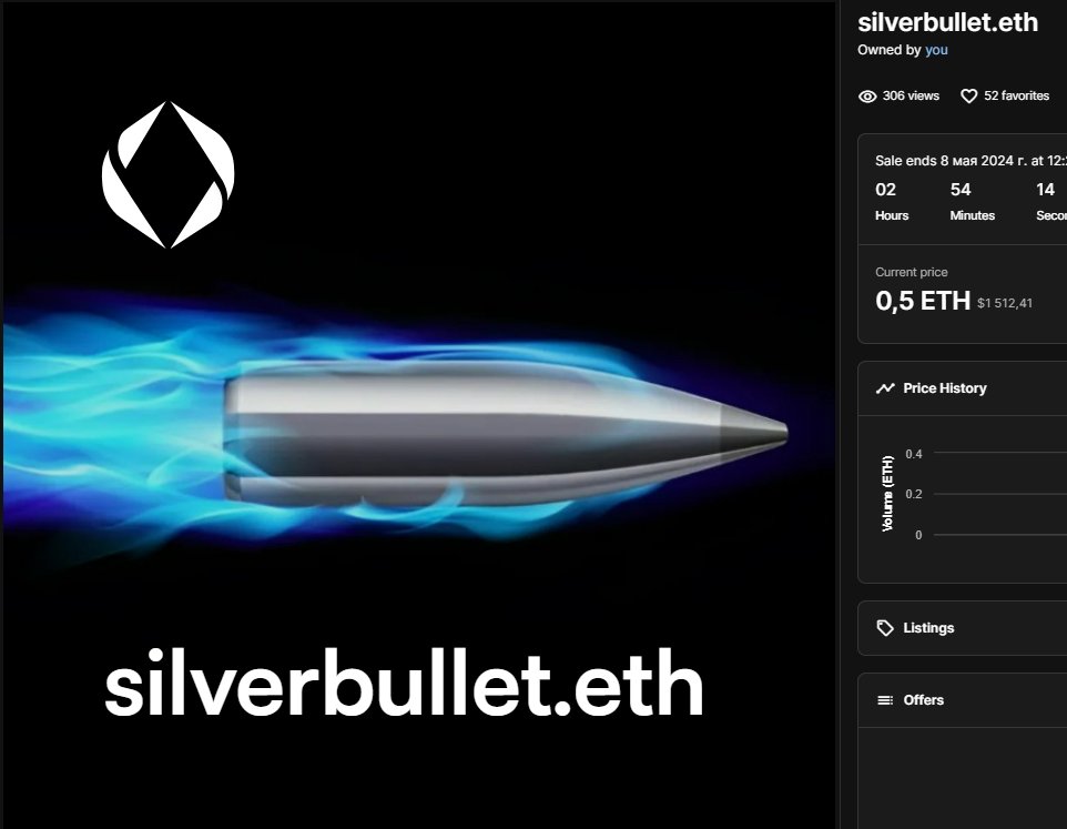 do you think the new avatar makes silverbullet.eth attractive🤔

decided to put a price of 0.5 eth

The name has 109 TLDs in web / is a golden keyword / .com was registered in 1995 and is valued at $16,000 on GoDaddy

Yes and overall it's a cool name and #web3 game tag
#ENS $ENS