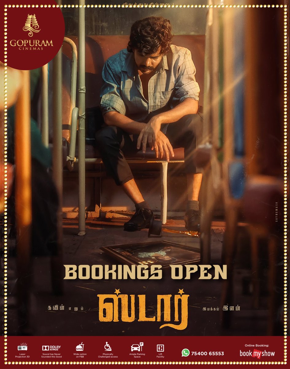 Witness the Rise of a Common Man to a #Star🌟 Bookings Open Now at our @Gopuram_Cinemas!

Book Now - t.ly/yvSIj
Experience it with Laser Projection and Dolby ATMOS🔊

@Kavin_m_0431 @elann_t @thisisysr @aaditiofficial @PreityMukundan
#GopuramCinemas #Kavin #U1 #Elan