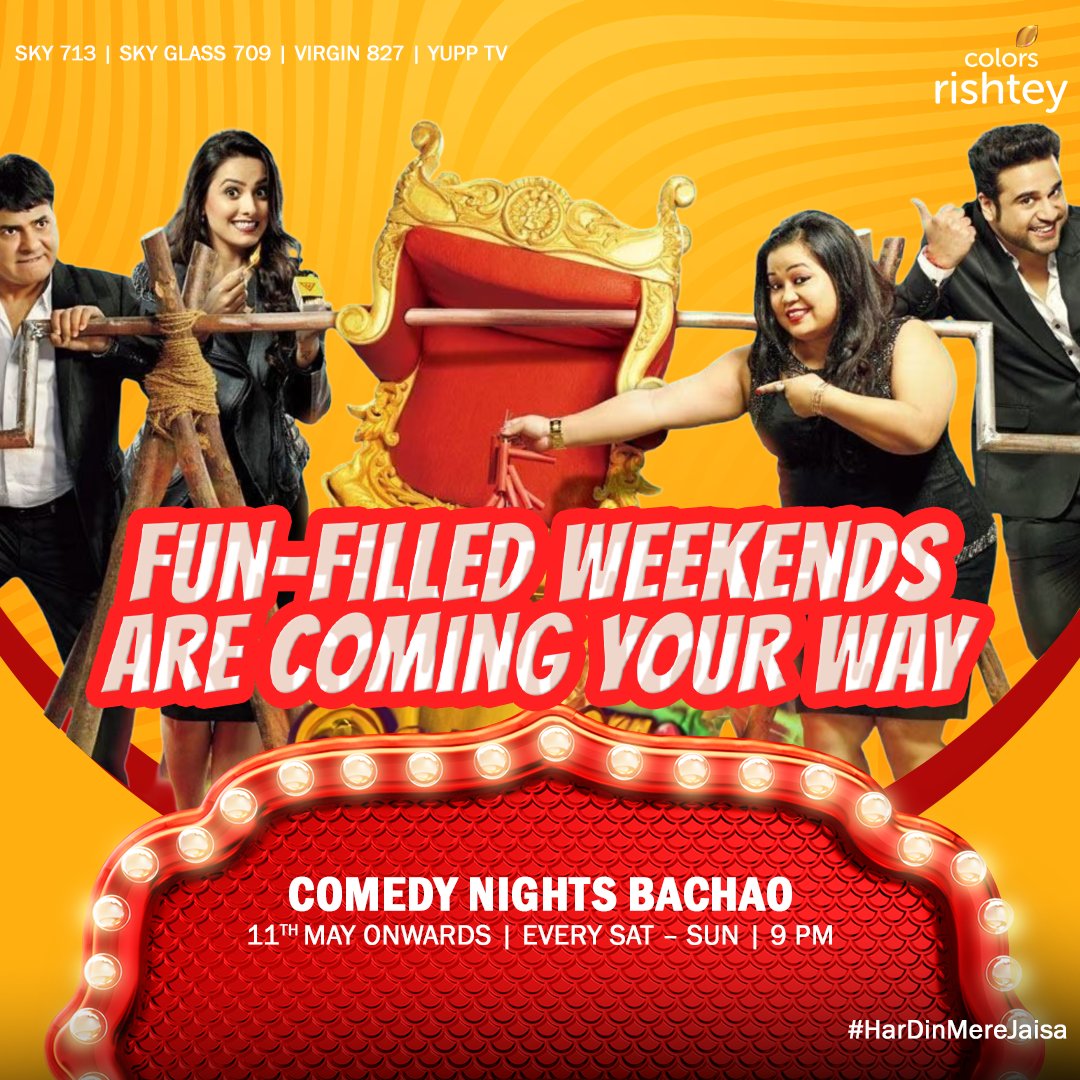 Your weekends are booked with us because we’re bringing your favourite comedy show back! Stay tuned for more! Watch #ComedyNightsBachao from 11th May onwards, every Sat – Sun at 9 PM. #ColorsRishteyUK #ColorsRishtey #UK #London #England #hardinmerejaisa