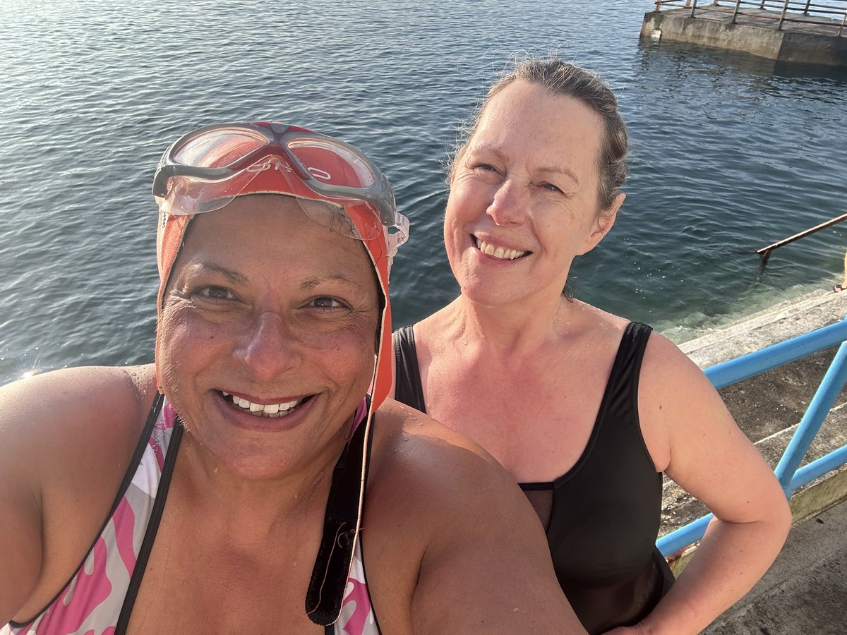 Wonderful glorious and sunny Wednesday swim.  Perfect for recharging my batteries. #seaswimming #wellbeing #motivation #friends