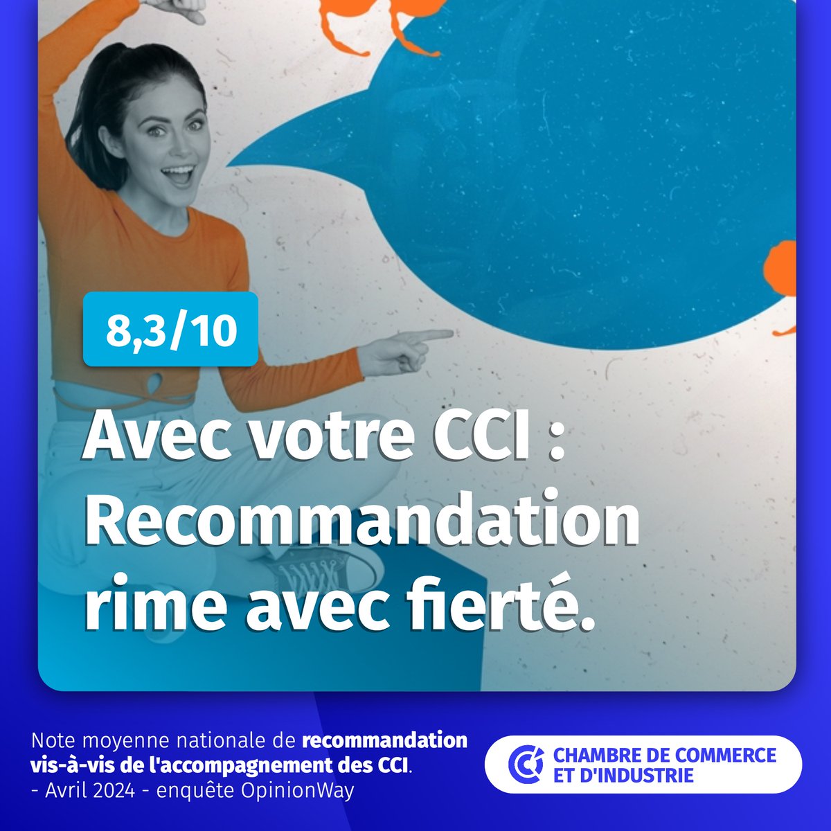 🔵 Communiqué : 2023 est une année record pour les #CCI. Tous les indicateurs de qualité et de satisfaction client mesurés par @opinionway  sont en hausse. En savoir + 👉 cci.fr/actualites/enq… #France #entreprise #proximité @Economie_Gouv