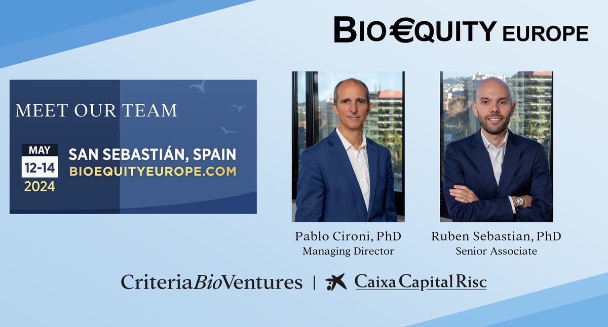 Next week we will be attending #BioEquityEurope 2024 in San Sebastian to meet #biotech entrepreneurs and catch up with #pharma industry leaders and fellow #venturecapital investors.

If you are also participating, get in touch with us to arrange a meet up! 🤝