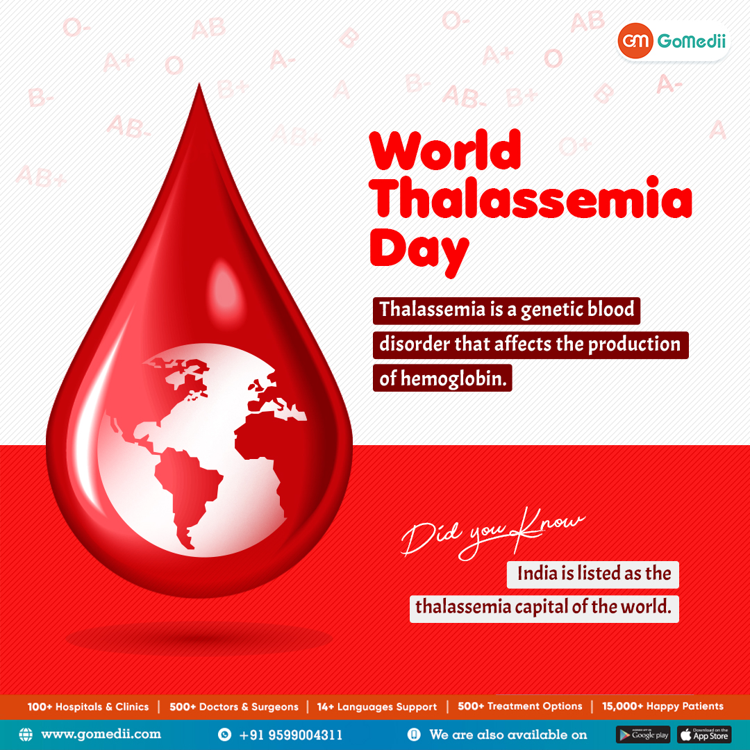 World Thalassemia Day! 💪🌍 Let's spread knowledge about this genetic blood disorder, which affects the production of hemoglobin. Early diagnosis and proper management are crucial for those living with thalassemia🩸#WorldThalassemiaDay #RaiseAwareness #KnowThalassemia #GoMedii🏥