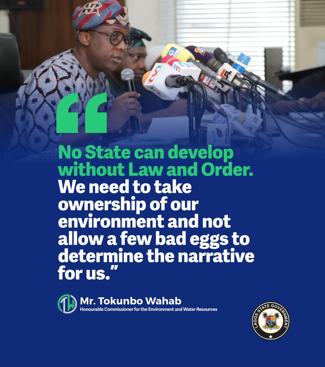 No state can develop without Law and Order. We need to take ownership of our environment and not allow a few bad eggs to determine the narrative for us. #CleanerLagos #GreenerLagos #ZeroToleranceLagos @followlasg @jidesanwoolu