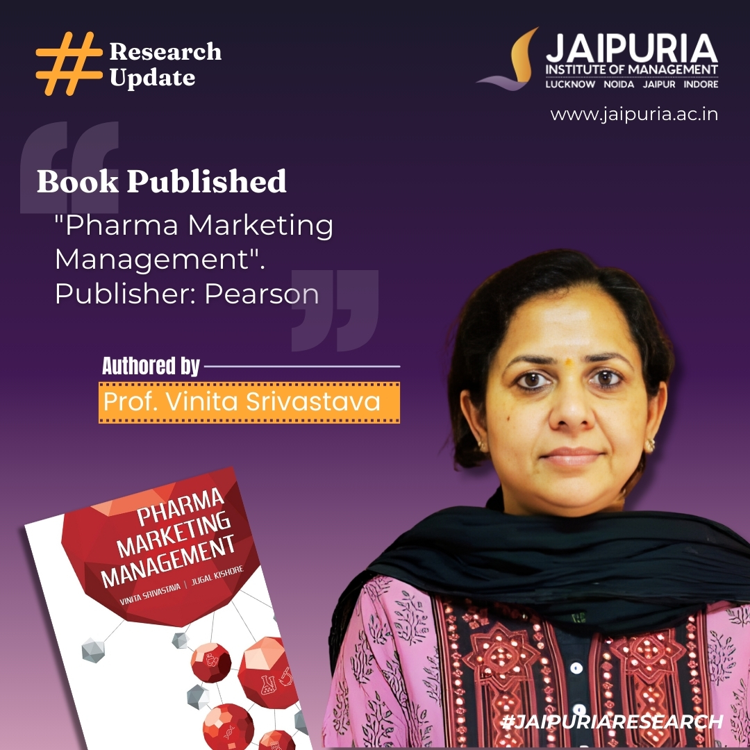 Jaipuria Institute of Management congratulates Dr. Vinita Srivastava on the publication of her insightful book 'Pharma Marketing Management' by Pearson! Dive into the world of pharmaceutical marketing with her expertise. Get the Kindle edition now: amazon.in/dp/B0D35M71YL?…