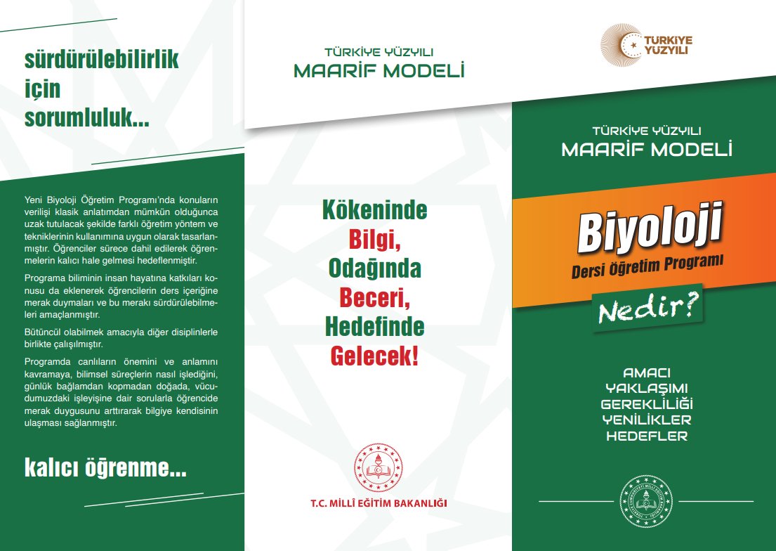 Türkiye Yüzyılı Maarif Modeli 'Biyoloji' dersi öğretim programı yayımlandı. @tcmeb @meb_ogm