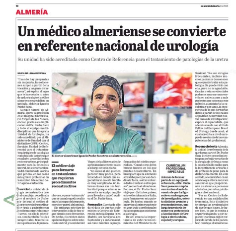 🔝El principal valor del 🏥, sus profesionales. Un orgullo contar con grandes talentos implicados en la innovación y mejora de las prestaciones que ofrecemos como hospital de referencia El urólogo Ignacio Puche @PucheSanz es uno de ellos, gracias a @lavozdealmeria por contarlo