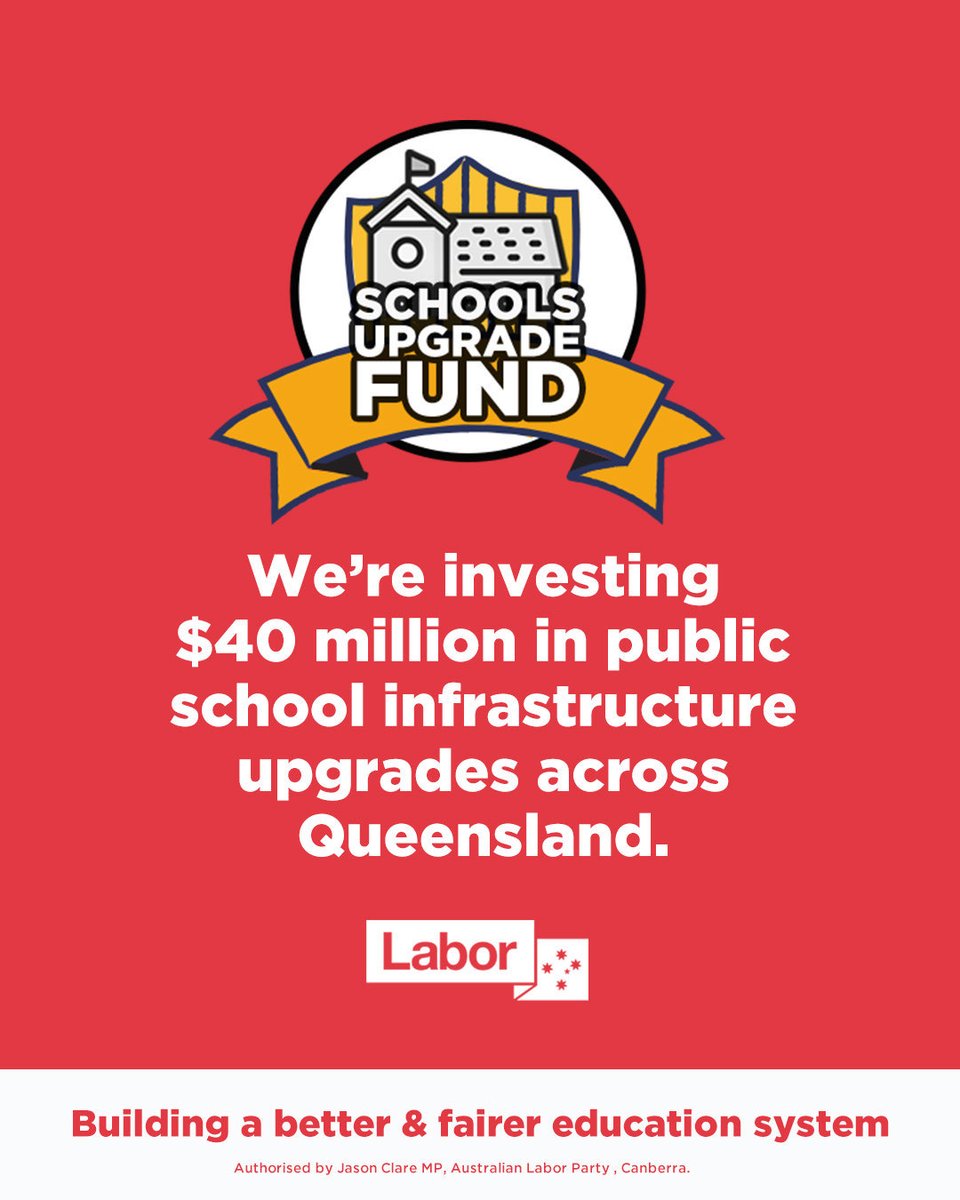 Today I’m announcing $40 million in public school infrastructure upgrades in Queensland 👇👇👇