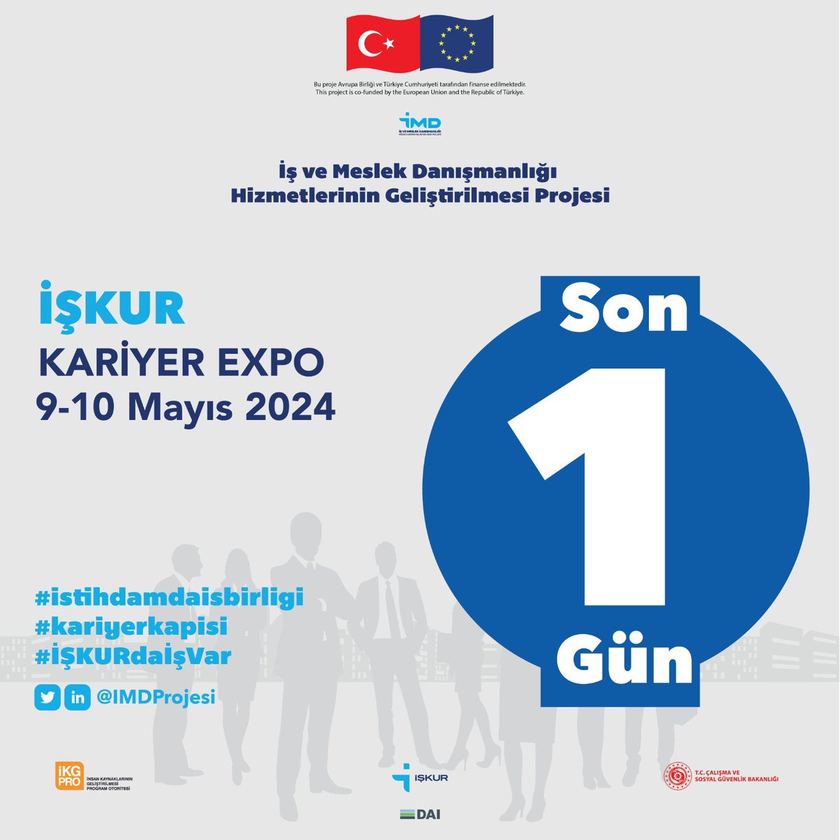 İŞKUR Kariyer EXPO'ya son 1 gün kaldı! 2 gün boyuca sürecek olan fuarımıza davetlisiniz! 
#kariyerkapisi #istihdamdaisbirligi #İŞKURdaİşVar #İŞKUR #SivasİŞKUR @TurkiyeIsKurumu